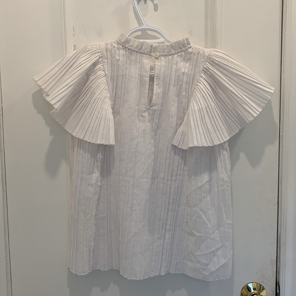 Sea NYC White Pleated Linen Blouse Size XS - Picture 3 of 4